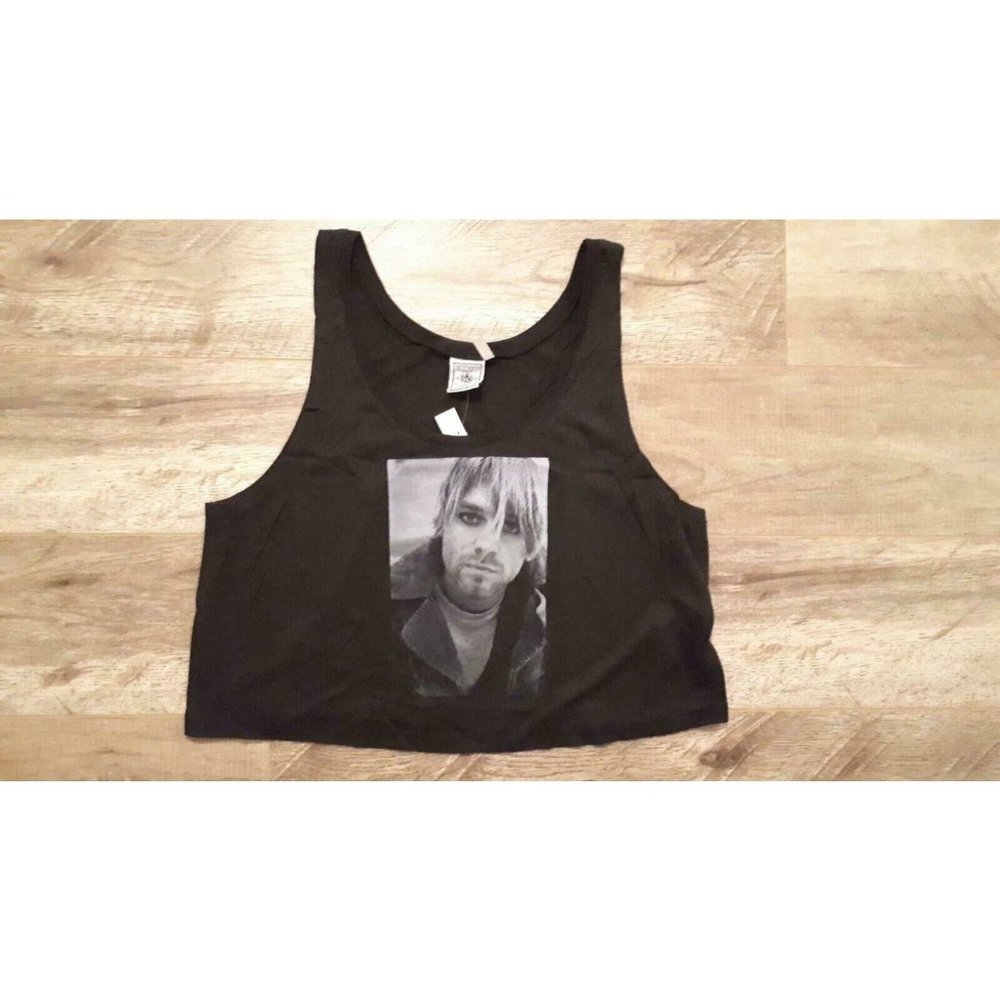 EXIST  MIAMI Nirvana Kurt Cobain print Crop Tank Top Black ( L )